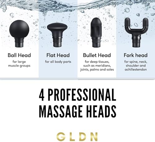 GLDN Mini Massage Gun with Luxurious Gold Finish, High Intensity Deep Tissue Percussion Massager for Back, Neck, & Body Pain, Electric Massager with 4 Massage Heads, Pain Relief Gifts for Men & Women - Image 4