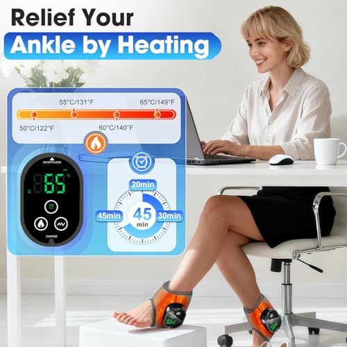2PCS Cordless Foot Massager for Neuropathy, Foot and Ankle Massager for Circulation and Pain Relief, 3000mAh Rechargeable Ankle Heating Pad with Massage for Plantar Fasciitis, Black - Image 4