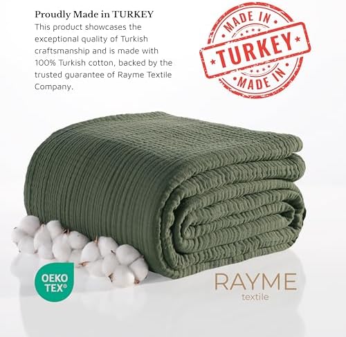 Muslin Blanket - Pure 100% Turkish Cotton Airy Soft Light Versatile Gauze Throw Blanket for Bed, Couch, Sofa (Khaki Green, Throw Size (50" x 66" inch)) - Image 5