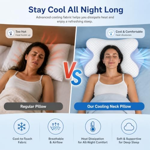 Cervical Neck Pillow for Neck Pain Relief, Cooling Memory Foam Pillow - Image 5