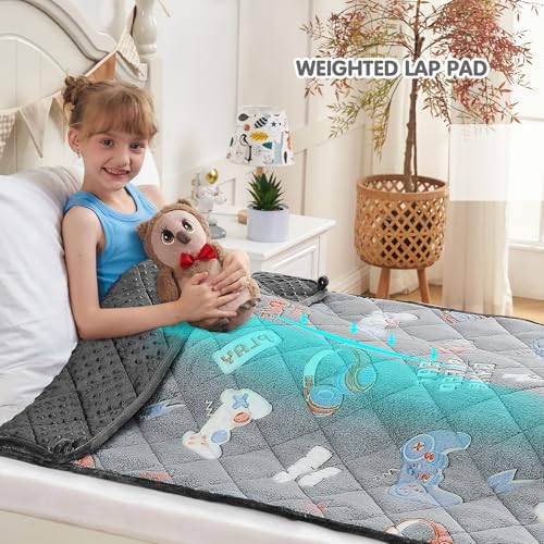 yescool Weighted Blanket 3 Pounds Weighted Lap Blanket, Glow in The Dark Gaming Heavy Blankets, Warm Minky Weighted Throw Blanket Gifts for 20-40lbs, 36"x48" - Image 4
