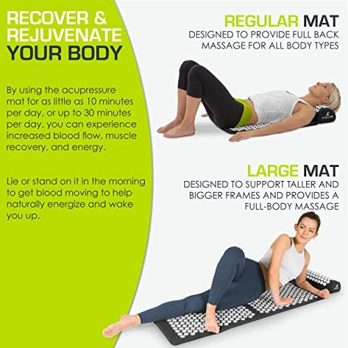 ProsourceFit Acupressure Mat and Pillow Set for Back/Neck Pain Relief and Muscle Relaxation, XL - Black/White - Image 5