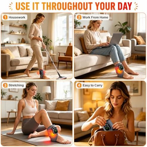 3 in 1 Red Light Foot and Ankle Massager, with Heat, Red Light, and Vibration Triple Care Function, 40 LED 660nm Wrap, 1800mAh Rechargeable Battery, Portable Foot Massager for Feet, Ankles, and Arches - Image 7