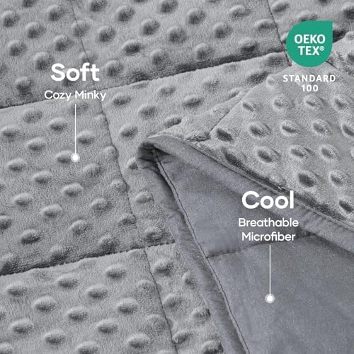 Cottonblue Cooling Weighted Blanket 7lb for Calm and Relax, Minky Dots Grey - Image 4