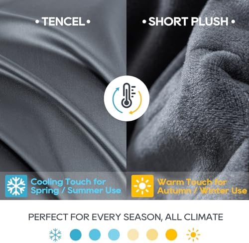 King Size Weighted Blanket 45lb(88''x104'', Dual-Sided), Cozy Warm Velvet & Cooling Tencel Fabric Reversible King Weighted Blanket for Adults & Couples All Season Use - Carry Bag Included, Dark Grey - Image 2