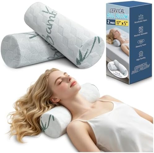 Cervical Roll Pillow, Cylinder Neck Pillow with Removable Washable Cover by LVYSHOW