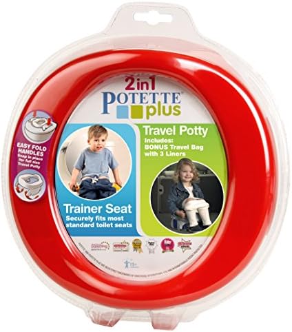 Kalencom Potette Plus 2-in-1 Travel Potty and Trainer Seat - Dual-Purpose Potty Training Toilet Seat - Portable Potty for Toddler Travel - With Durable, Lock-In Legs and Splash Guard - Red - Image 2