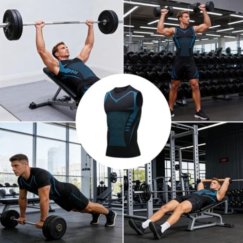 Compression Shirt Men, Men Shaping Sleeveless Vest, Sport Running Wicking Dry Fit Breathable Sleeveless Gym Shirt - Image 2