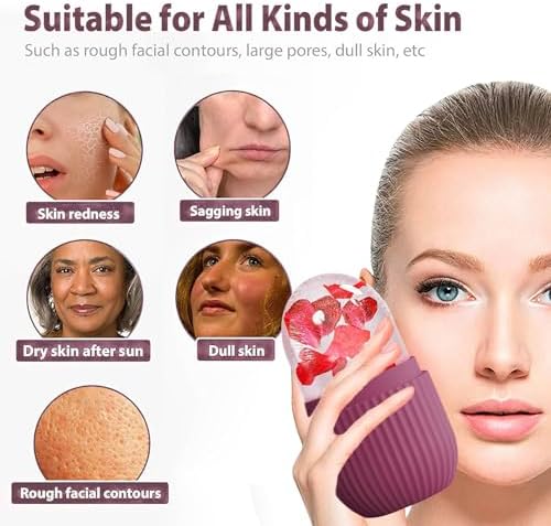 XHJRI Ice Face Roller Massager,Ice Cube Roller for Face, Eyes and Neck Naturally Conditioning and Skin Care,De-Puff Eye Bags,Reduce Migraine Pain,Reusable Massage Silicone Ice Mold (Rose) - Image 3