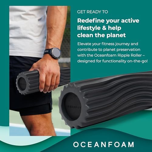 Oceanfoam Ripple Travel Foam Roller (11" x 3.35") Firm Mini Foam Roller for Physical Therapy, Deep Tissue Massage, Back Pain - High Density, Ergonomic Wave Textured, Yoga, Pilates, Exercise (Charcoal) - Image 4