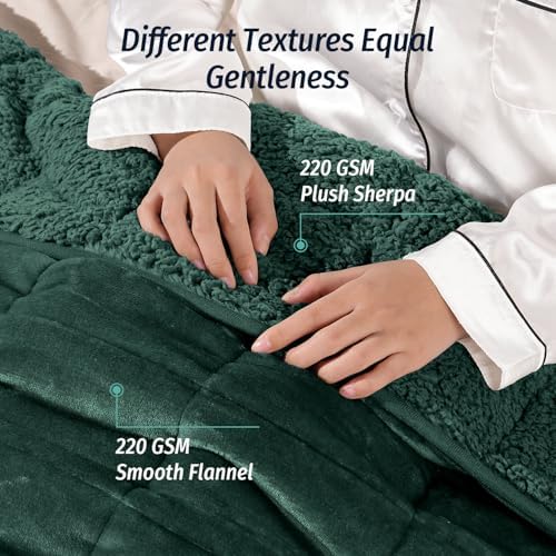 Wemore Sherpa Fleece Weighted Blanket for Adult 15 lbs Twin 48"x72" Green - Image 2