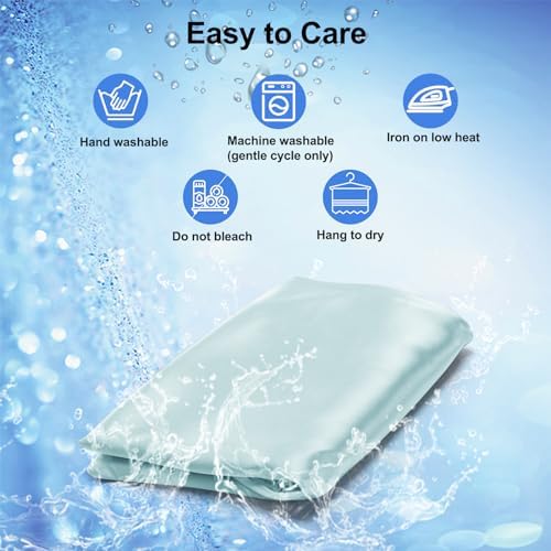 2 Pack Satin Pillowcase for Zelimun Cervical Pillow, Contour Pillow Case Cover, Soft Pillowcase Cover with Zipper (Light Blue) - Image 4
