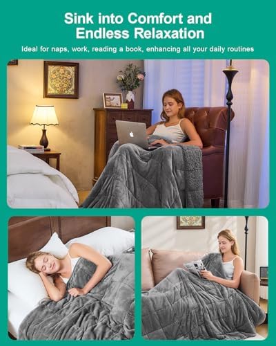 Ultra Soft Sherpa Weighted Blanket for Adults, 60"x80" 20lbs Heavy Blankets - Image 4