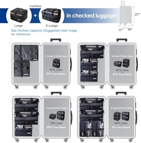 Grand Fusion Stow-N-Go Hanging Travel Shelves, Packing Organizer for Luggage. Carry on Closet for Suitcase. Expandable Packing Cube. Travel Essentials. (Black - L, L = (L) 11.8" x (W) 11.8") - Image 6