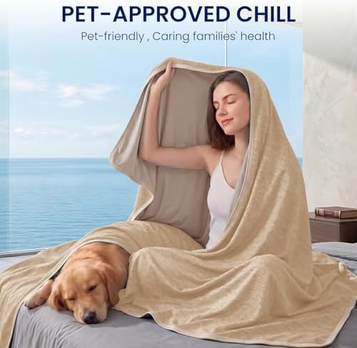 Topcee Cooling Blanket (90"x90"Queen Size) for Night Sweats Absorbs Heat to Keep Adults Cool on Warm Nights, Q-Max 0.5 Cooling Blankets for Hot Sleepers, Ultra-Cool Lightweight Blanket for Bed | Absorbs Heat Cold Summer Blanket for Night Sweats & Menop... - Image 3