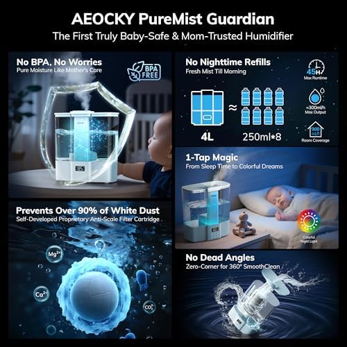 AEOCKY Geek-Level Ultrasonic Humidifier, 4L Top-Fill Cool Mist Diffuser - Image 6