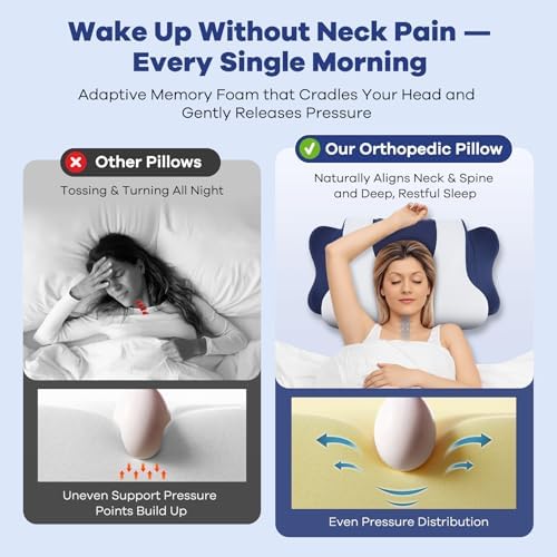 DONAMA Cervical Pillow for Neck Pain, Ergonomic Memory Foam Contour Pillow - Image 3