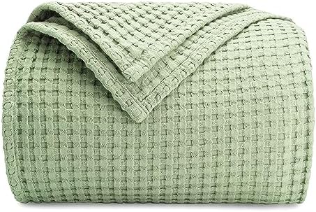 Comfy Cubs Waffle Blanket Twin, 90" x 66" - 100% Cotton Lightweight Breathable Bed Blanket - Soft Textured Thermal Weave for All Seasons – Decorative Cozy Layer for Couch, Sofa, or Bed - Sage by ComfyCubs