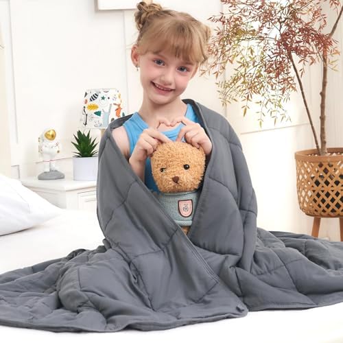 Weighted Blanket 10lbs, 40"x60", Twin Size Cooling Heavy Throw Blanket for 80-120lbs, Microfiber Soft Big Blankets Weighted Comforter, Grey by BETU