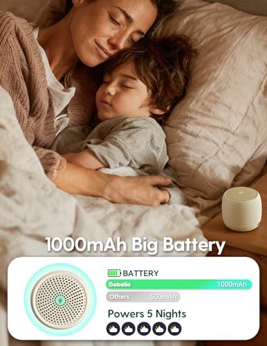 Babelio White Noise Sound Machine (Pocket Mini Pro) | 1000mAh Large Battery, 25 Non-looping Sounds for Adults, Kids & Babies, Timer, Memory Function, Pocket-Sized & Travel Essentials, Cream Beige - Image 2