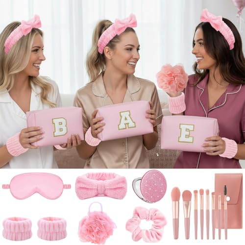 Elegant Spa Set for Women– All-in-One Kit with Makeup Brushes, Hair Scrunchies, Sleep Mask, Bath Bombs – Ideal Gift for Teens, Bridesmaids & More-E - Image 3