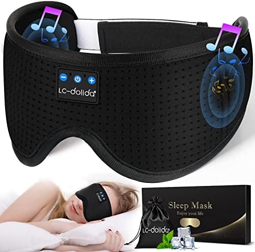 Sleep Headphones Sleep Mask with Bluetooth Headphones, LC-dolida Eye Mask for Sleeping Eye Pillow Sleeping Headphones for Side Sleepers Thin Speaker Cool Gadgets Gifts for Men&Women by LC-dolida