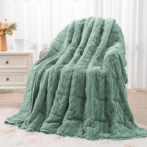 Wemore Soft Weighted Blanket for Adults 60" x 80" 15 lbs Queen Sage Green by WemoreDirect