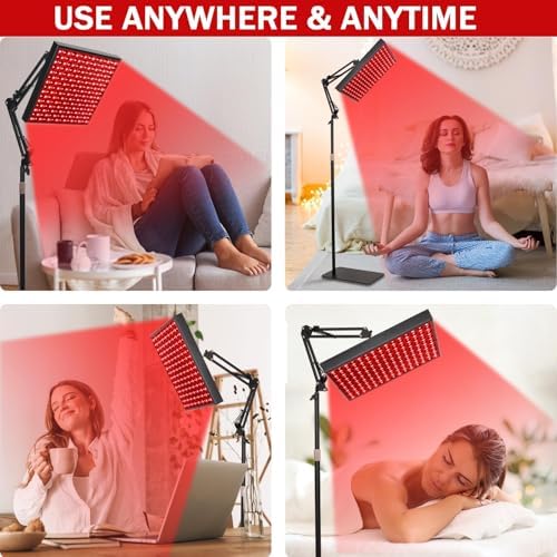 Red Light Therapy Panel with Stand, 12.2" Square 225 LEDs 660nm & 850nm - Image 6