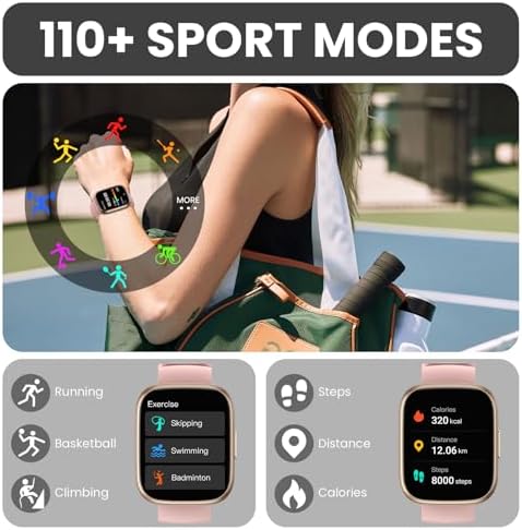 Smart Watch for Men Women (Answer/Make Call), 1.95" Touch Screen Fitness Tracker with Heart Rate/Sleep Monitor, IP68 Waterproof Smartwatch for Android iOS, Fitness Watch with 120+ Sports Modes, Pink - Image 2