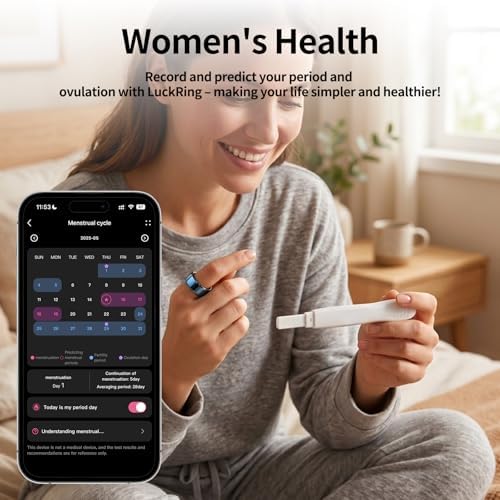 Mirlray Smart Ring for Women & Men, Smart Ring Health Tracker, Blood Oxygen & Heart Rate Monitor, Long Lasting Battery Sleep Ring, Waterproof Fitness Ring (Ti-Blue, 8) - Image 3