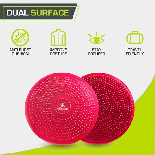 ProsourceFit Core Balance Disc, Inflatable Wobble Cushion with Hand Pump, Dual-Textured Non-Slip Surface for Core, Balance, and Stability Training, 14-inch - Image 5