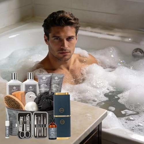 21 Pcs Bath & Body Care Set for Men, Father's Day Gifts for Dad, Home Spa Self Care Basket, Hydrating Skin Care Set, Beard Kit Spa Set, Boyfriend, Anniversary Gifts, Birthday, Christmas - Image 5