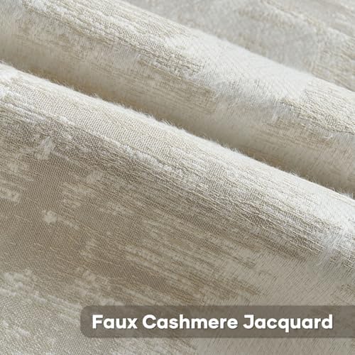 FUTEI Pack of 2 Faux Cashmere Throw Pillow Covers 24x24 Inch, Beige White - Image 3