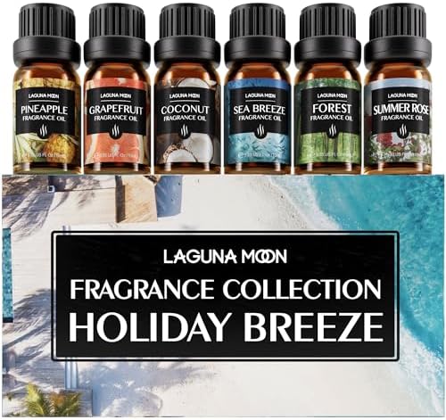 Lagunamoon Summer Essential Oils Set - Holiday Breeze Gift Set for Diffusers, Home Care, Candle Making, Fragrance, Aromatherapy, Humidifiers, Gifts - Coconut, Pineapple, and Grapefruit (10ml) by LagunaMoon