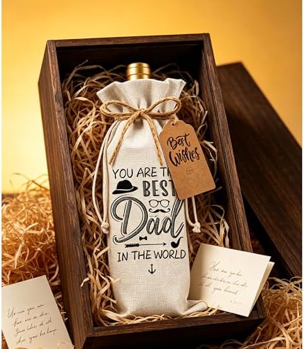1Pcs My Dad Father's Gifts Wine Gifts Bag I will always need my dad Wine Bag, Father's Day Wine Gifts Bag with 1Pcs Kraft Blessing Cards and natural jute rope - Image 7
