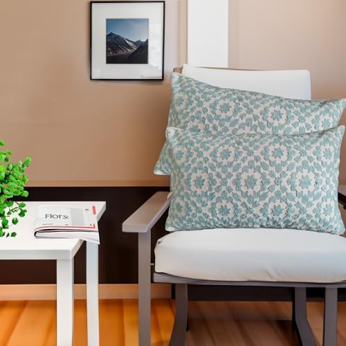 Lumbar Decorative Throw Pillow Cover 12x20 inch Porcelain Light Blue Trellis Mina Pillow Case 1pc Aquatic Blue 30x50cm Glacier Airy Light Blue Pillow Cushion Cover - Image 5