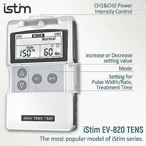 iStim Tens Unit Stimulator Machine - EV820 with 8 Electrodes Japanese Gel for Pain Management, Back Pain and Rehabilitation - Image 4