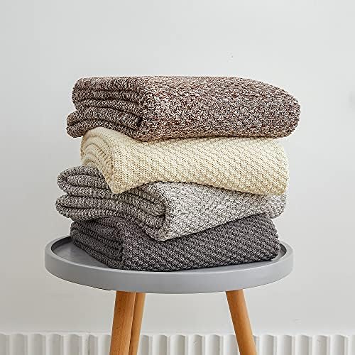 Longhui bedding 100% Cotton Knitted Throw Blanket – Coffee, Soft & Cozy, Machine Washable, 51"x63" – Perfect for Living Room, Couch, Sofa, Bed or Travel - Image 4