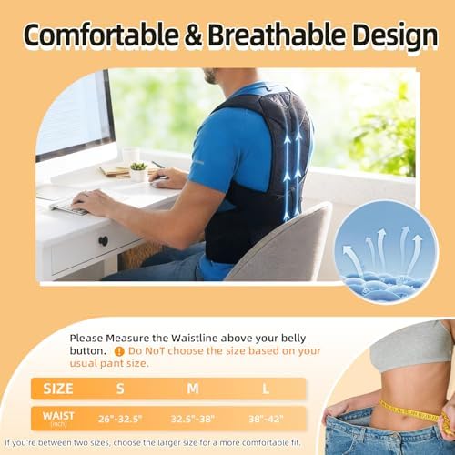 Posture Corrector Back Brace for Men and Women, Adjustable Full Back Support for Posture Improvement & Pain Relief, Shoulder Straightener for Spine Alignment & Posture Correction, Size S(24-30.3 in) - Image 3