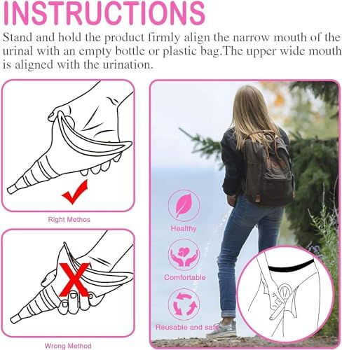 Female Urination Device, Reusable Female Urinal Silicone Women Pee Funnel | Women to Pee Standing Up, The Perfect Companion for Camping,Travel travel outdoor, folds compact, easy rinse - Image 5