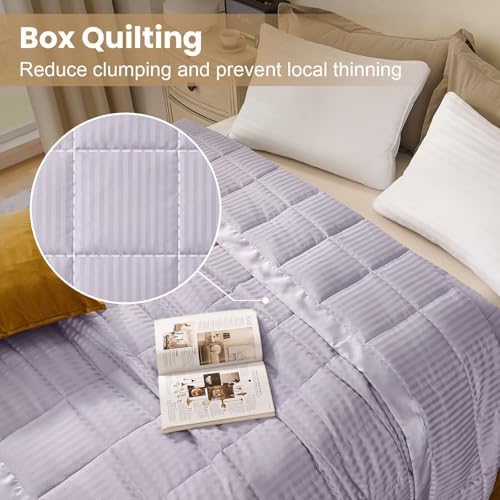 downluxe King Size Blanket with Satin Trim, Lightweight Down Alternative King Blanket for All Season, Machine Washable (Lilac, 108 x 90 Inch) - Image 2