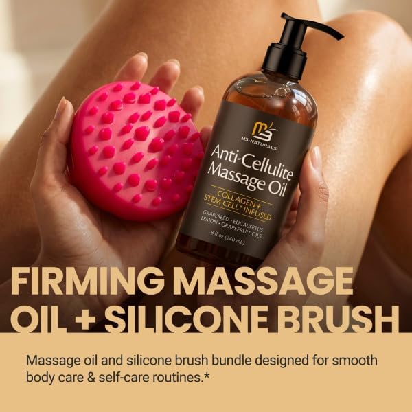 Anti Cellulite Massage Oil and Silicone Body Brush Kit, 8 fl oz by M3 - Image 6