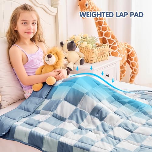 yescool Blue Checkered Weighted Blanket 7 Pounds Plaid Weighted Throw Blanket, Heavy Blanket for Sleeping, Tartan Bed Throw Blanket Gifts for 60-80lbs, 40"x60" - Image 2