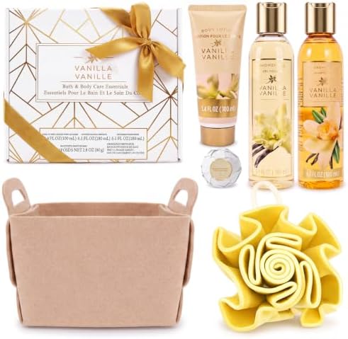 Gifts for Women, 6pc Vanilla Felt Storage Spa Gift Baskets for Women - Image 2