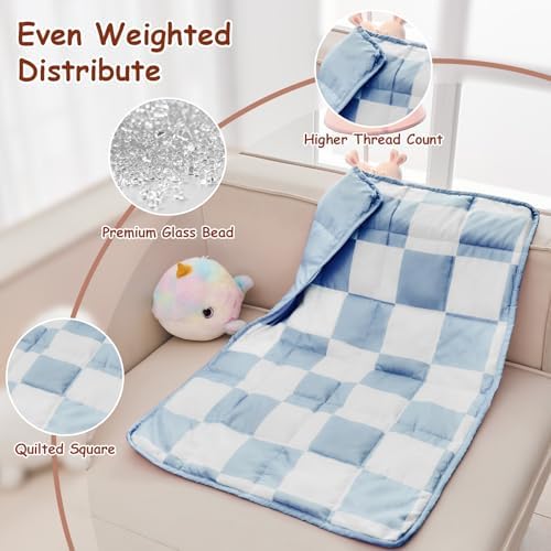 yescool Blue Checkered Weighted Lap Pad 2 Pounds Cooling Weighted Lap Blanket, Plaid Small Weighted Blanket, Weighted Throw Blankets Gifts for Travel Indoor Outdoor, 20"x30" - Image 6