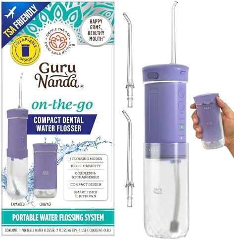 GuruNanda Portable Water Flosser Cordless, Sensitive Gums Friendly, 1ct by Gurunanda