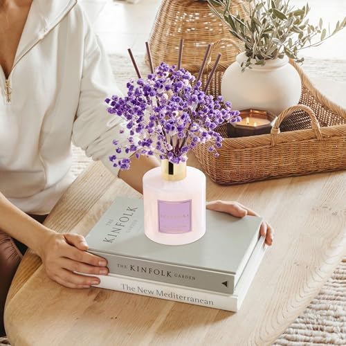 COCORRÍNA Reed Diffuser - Lavender Garden 6.7 Fl.oz Reed Diffuser Set with Sticks & Preserved Baby's Breath, Reed Diffuser for Home Bathroom Shelf Decor - Image 5