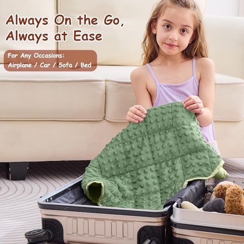 yescool Weighted Lap Pad 2 lb Small Lap Blanket, Weighted Lap Blanket Minky Weighted Throw Blankets, Blankets Gifts for Travel Outdoor Indoor, 20 * 30in Moss Green - Image 2