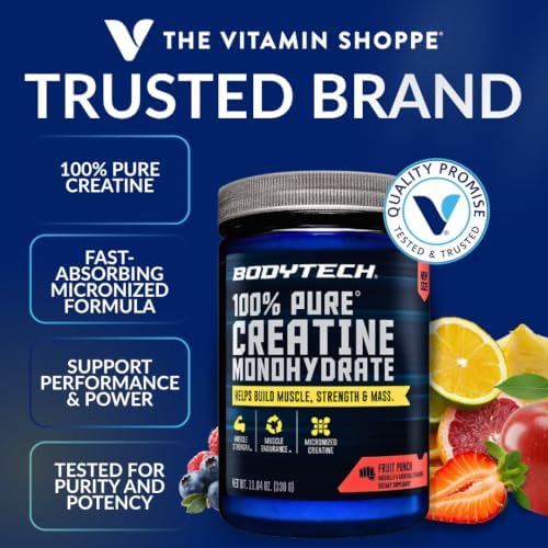 BodyTech Creatine Monohydrate Powder, Fruit Punch, 11.64 Oz, 55 Servings - Image 2