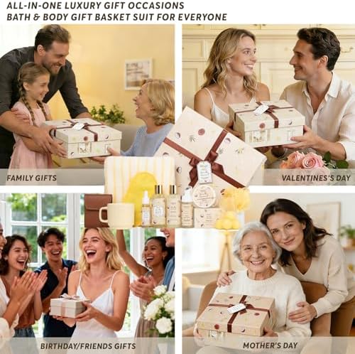33Pcs Coconut Vanilla Spa Bath Gift Basket for Women & Men, Skin Care Set - Image 3